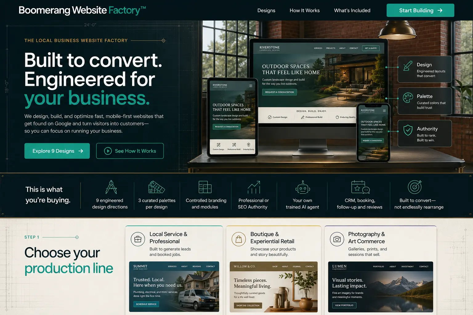 Boomerang Website Factory — built to convert, engineered for your business